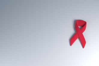 a red ribbon on a white background